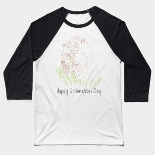 Happy groundhog day cute colorful holiday t-shirt Baseball T-Shirt